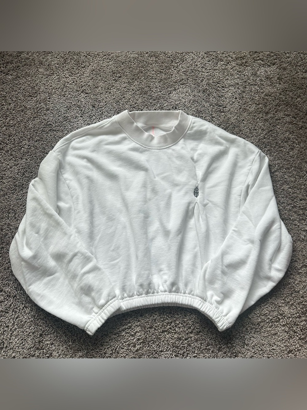 Free People White Cropped Crewneck Sweatshirt